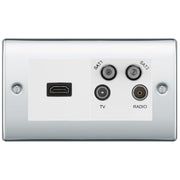 BG Nexus Polished Chrome 4G Faceplate with HDMI + TV/FM/SAT Module - by British General (BG-NPCEMR4-HDMI-TVFM2W)