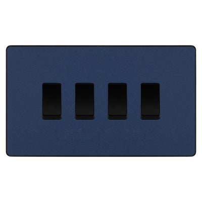 BG Evolve Matt Blue 4 Gang Quad Light Switch PCDDB44B by British General (BG-Evolve-DB-4G-CUSTOM-LIGHT-SWITCH)