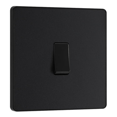 BG Evolve Matt Black 1 Gang 20A 16AX 2 Way Light Switch PCDMB12B with 35mm Steel Back Box