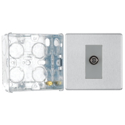 BG Screwless Brushed Steel Single Satellite Socket FBS64 with 35mm Steel Back Box