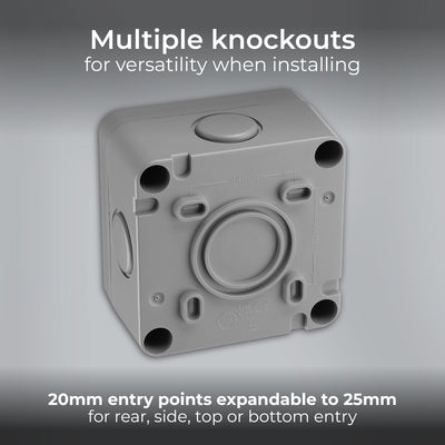 BG Electrical WP42 Nexus Storm Grey 2 Gang 2 Way Single Pole Switch With Neon IP66 20A