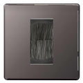 BG Screwless Black Nickel Single 1 Gang Brush Cable Wall Plate TV Black