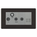 BG Screwless Black Nickel TV/FM/SAT + Return & 1 Gang Tel - Screened Triplex Socket FBN68G