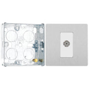 BG Evolve Brushed Steel Single Co-Axial Socket PCDBS60W with 25mm Steel Back Box
