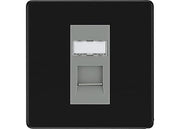 BG Screwless Matt Black Single 1 Gang RJ45 Data Socket FFBRJ451G Grey Insert by British General (BG-FFBRJ451G)