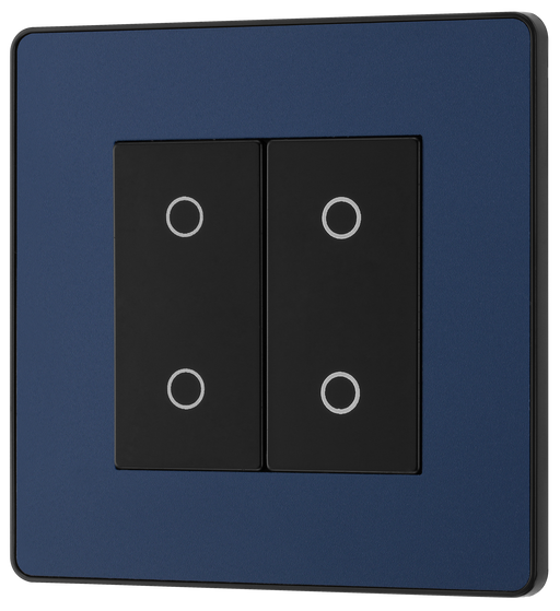 PCDDBTDM2B Front - This Evolve Matt Blue double master trailing edge touch dimmer allows you to control your light levels and set the mood.