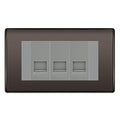 BG Nexus Black Nickel 3 Gang RJ11 Telephone Socket Euro Module - Grey Insert