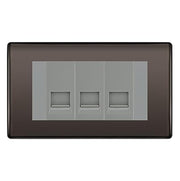 BG Nexus Black Nickel 3 Gang RJ11 Telephone Socket Euro Module - Grey Insert by British General (BG-NBNRJ113G)