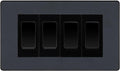 BG Evolve Matt Grey 4 Gang 20AX 2-Way Switch Custom Grid - Black Insert