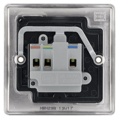 BG Nexus Black Nickel 5A Unswitched Round Pin Socket NBN29B and 25mm Steel Back Box