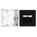 BG Screwless Matt Black RJ45 Double Telephone Socket FFBRJ452 with 25mm Steel Back Box
