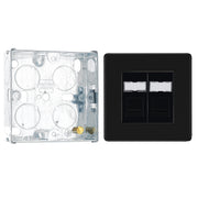 BG Screwless Matt Black RJ45 Double Telephone Socket FFBRJ452 with 25mm Steel Back Box