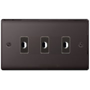 BG Nexus Metal Black Nickel 3 Gang Flex Outlet Socket by British General (BG-NEXUS-BN-3G-FLEX-OUTLET-SOCKET)