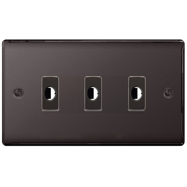 BG Nexus Metal Black Nickel 3 Gang Flex Outlet Socket