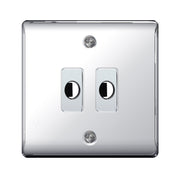 BG Nexus Metal Polished Chrome 2 Gang Flex Outlet Socket by British General (BG-NEXUS-PC-2G-FLEX-OUTLET-SOCKET)