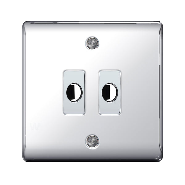 BG Nexus Metal Polished Chrome 2 Gang Flex Outlet Socket