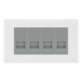 BG White Moulded 4 Gang Master Telephone Socket, Screw Terminal - Grey Insert
