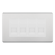 BG Screwless Brushed Steel 4 Gang Secondary Telephone Socket, Screw Terminal - White Insert by British General (BG-FBSEMR4+EMBTSSW)