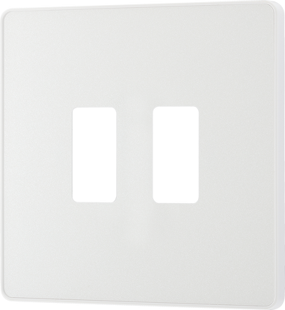BG RPCDCL2W Evolve Grid Pearlescent White 2 Module Square Front Plate - White Trim
