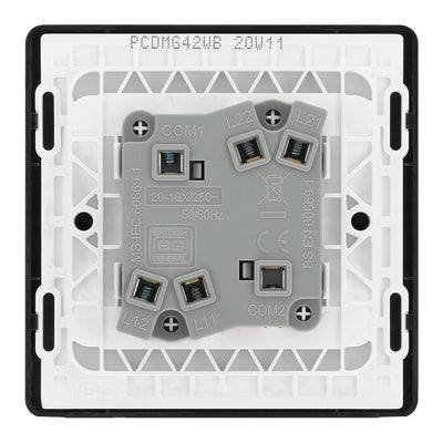 BG Evolve Matt Grey 20A 16AX Double Wide Rocker Light Switch PCDMG42WB with 25mm Steel Back Box