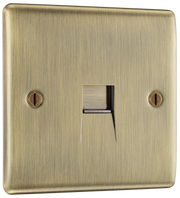BG NABBTS1 Nexus Metal Antique Brass 1 Gang Slave Telephone Socket by British General (BG-NABBTS1-Shopify-SA_1)