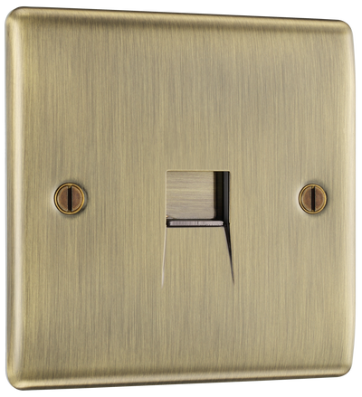 BG NABBTS1 Nexus Metal Antique Brass 1 Gang Slave Telephone Socket by British General (BG-NABBTS1-Shopify-SA_1)