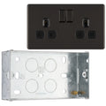 BG Screwless Black Nickel 13A Double Socket FBN22B with 35mm Steel Back Box