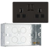 BG Screwless Black Nickel 13A Double Socket FBN22B with 35mm Steel Back Box