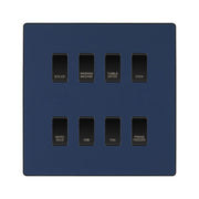 BG Evolve Matt Blue Custom Appliance Grid Switch 8 Gang Screwless by British General (BG-EVOLVE-MATT-BLUE-8GANG-APPLIANCE)
