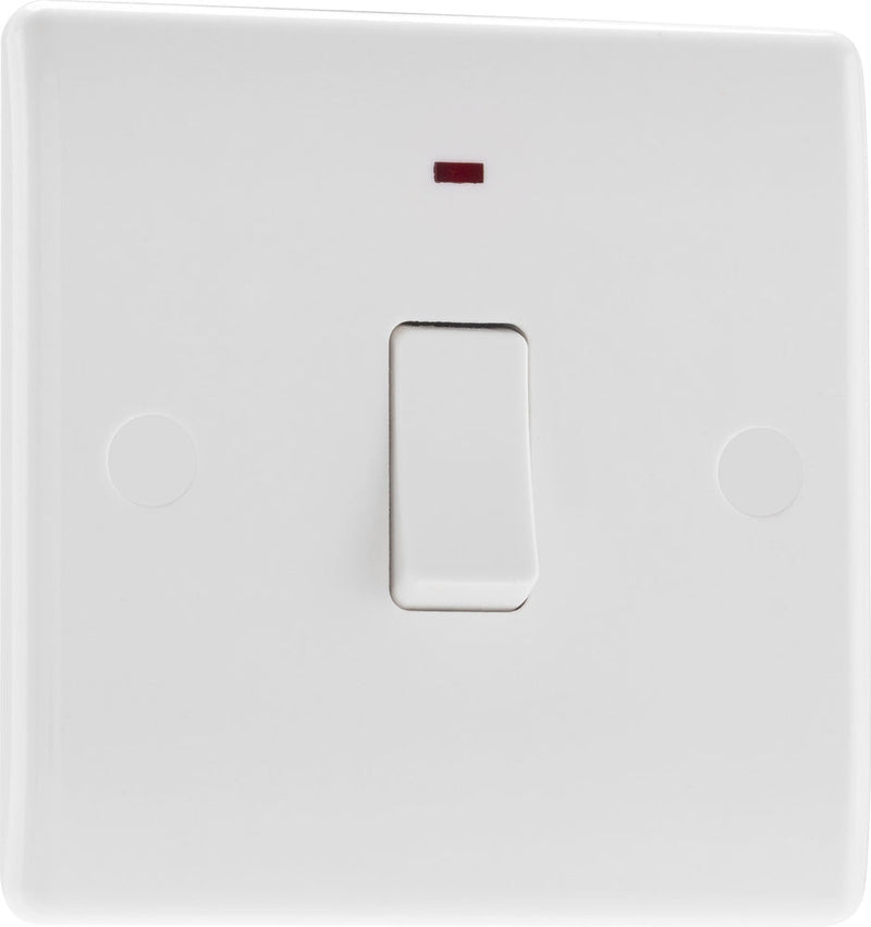 BG 831 Moulded Round Edge | White | 1 Gang 20A 2 Pole Neon Switch