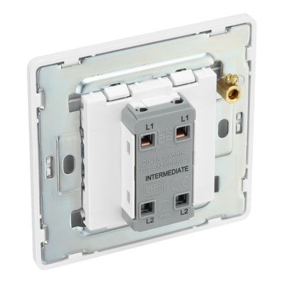 BG Evolve Brushed Steel Intermediate Edge to Edge Rocker Switch PCDBS13EW with 35mm Steel Back Box