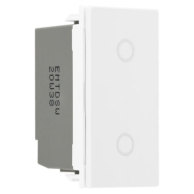BG Brushed Steel Single Secondary Touch Dimmer Switch White Insert NBSTDS1W