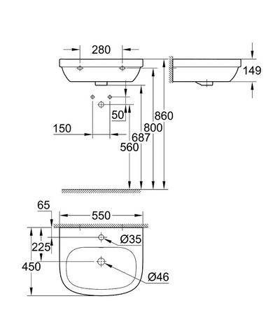 Grohe Euro Ceramic Wash Basin - White - 39336000 by Grohe (Grohe-39336000)