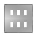 BG Nexus GFBS6 Grid Brushed Steel Screwless 6 Gang Front Plate