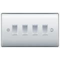 BG Polished Chrome 4 Gang light Switch in Double Format Custom Grid Mirror