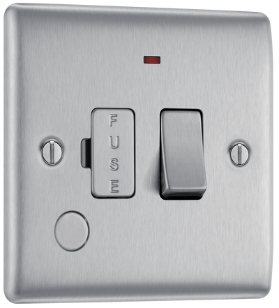 BG NBS53 Nexus Metal Brushed Steel 13A Flex Output Neon Switched Fused Spur Unit