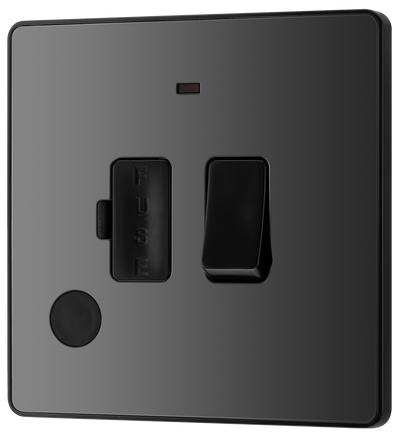 Switches: BG Evolve Black Chrome Screwless Switches & Sockets Black Inserts Full Range PCDBC12B - Single Light Switch 20A by British General (BG-EVOLVE-BLACK-CHROME-PCDBC12B)