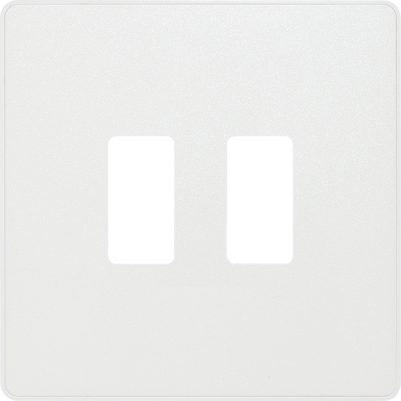 BG RPCDCL2W Evolve Grid Pearlescent White 2 Module Square Front Plate - White Trim