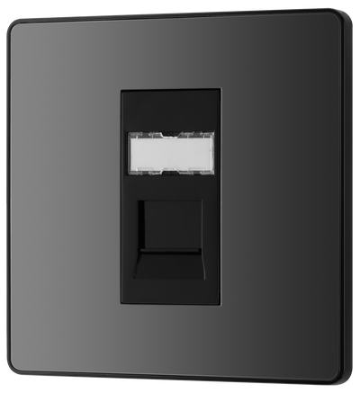 Switches: BG Evolve Black Chrome Screwless Switches & Sockets Black Inserts Full Range PCDBC12B - Single Light Switch 20A by British General (BG-EVOLVE-BLACK-CHROME-PCDBC12B)