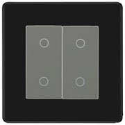 BG Nexus Screwless Matt Black Double Master Touch Dimmer Switch - Grey Insert by British General (BG-EMTDMG+FFBEMS2)