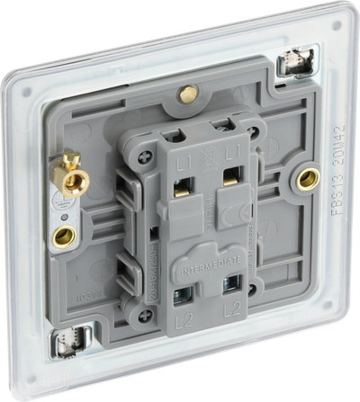 BG Electrical FBS13 Nexus Screwless Flat-Plate Single Intermediate Light Switch Brushed Steel 10A
