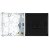 BG Nexus Matt Black 20A 16AX 2 Way Double Light Switch NFB42 with 25mm Steel Back Box by British General (BG-NFB42+HGS02)