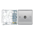 BG Nexus Brushed Steel Single Co-Axial Socket NBS60 With 35mm Steel Back Box