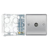 BG Nexus Brushed Steel Single Co-Axial Socket NBS60 With 35mm Steel Back Box