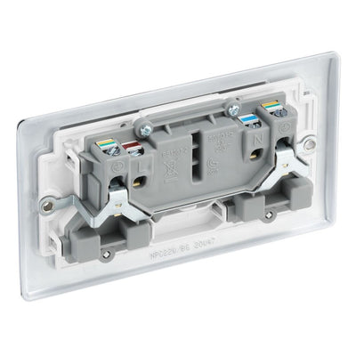 BG Nexus Metal Polished Chrome 13A Double Socket NPC22W with 25mm Steel Back Box