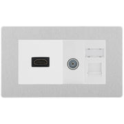 BG Evolve Media Wall Plate — TV Aerial, HDMI & CAT6 | Brushed Steel  Screwless