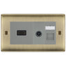 BG Nexus Antique Brass Media Wall Plate TV Aerial, HDMI & CAT6 Outlet - Grey Insert by British General