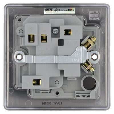 BG Nexus Metal Black Nickel 13A Switched Fused Connection Unit NBN50 with 35mm Steel Back Box