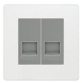 BG Evolve Pearlescent White Double RJ11 Telephone Socket PCDCLRJ112 - Grey Insert