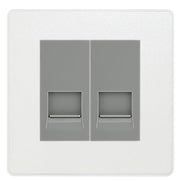 BG Evolve Pearlescent White Double RJ11 Telephone Socket PCDCLRJ112 - Grey Insert by British General (BG-PCDCLRJ112G)